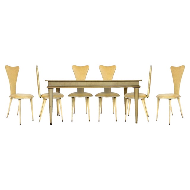 Dining Table and Chairs by Umberto Mascagni, Italy, 1950s, Set of 7 For Sale