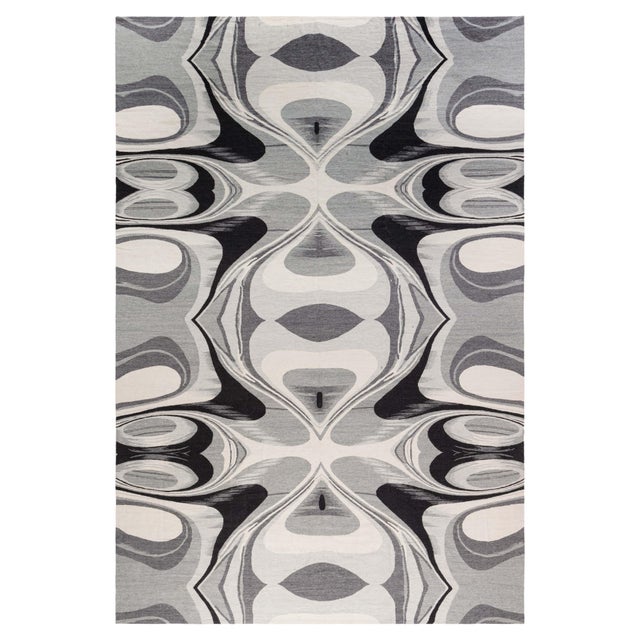 Modern “Cyclone” Abstract Flat-Weave Rug by Doris Leslie Blau For Sale