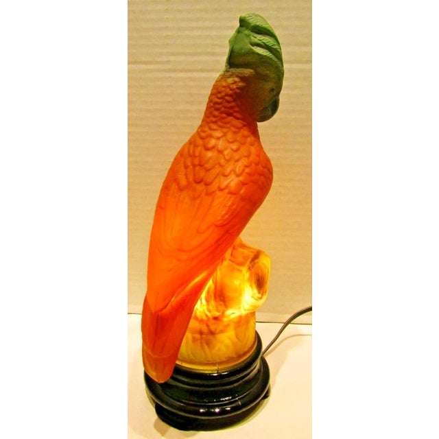 Rare Original Tiffin Art Deco Glass Parrot Table Lamp Circa 1930s For Sale - Image 11 of 13