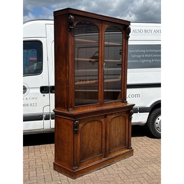 Victorian Mahogany Bookcase, Adjustable Shelves, Cupboards To Base. Splits into 4 pieces for easier transportation. Sizes...