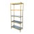 Vintage Italian Gold Gilt Faux Bamboo Étagère – Hollywood Regency Metal Bookcase With Smoked Glass & Cane Shelves For Sale