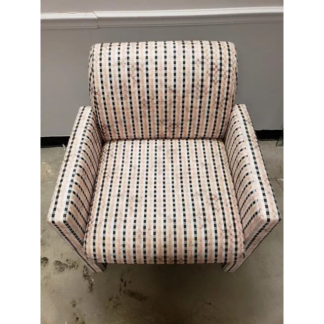 1980s Milo Baughman for Directional Custom Upholstered Lounge Chair With Original Tags For Sale - Image 9 of 12