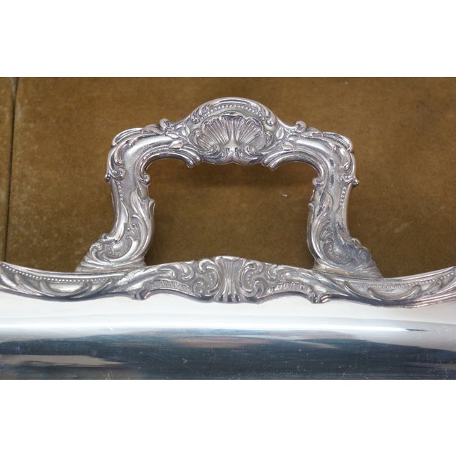 Mid 20th Century Reed & Barton Tara Hall & Wm Rogers Silverplate Handled Serving Trays Platters For Sale - Image 9 of 16
