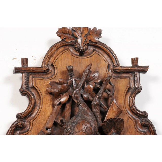 Black Forest Period 19th Century German Oak Wall Carving with Hunting Trophy For Sale - Image 12 of 12