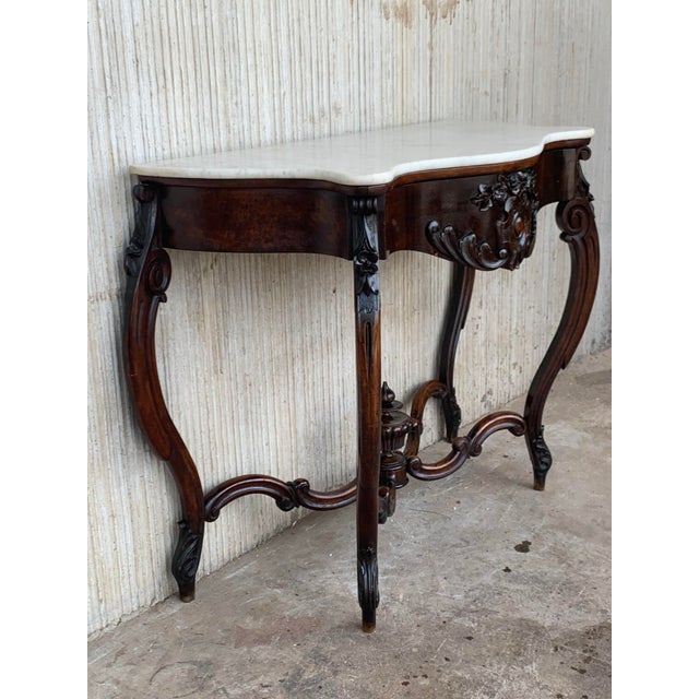 19th French Regency Carved Walnut Console Table With Drawer For Sale In Miami - Image 6 of 13