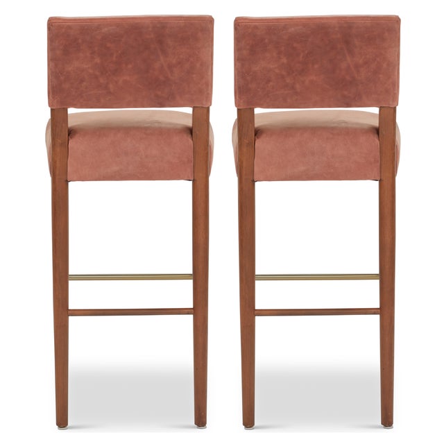 Pair of Leather Barstools For Sale - Image 4 of 7