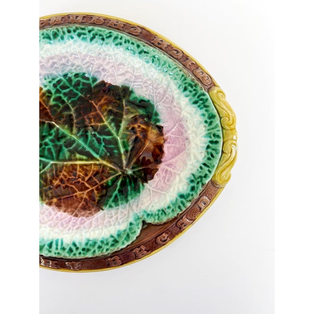 Antique 19th Century Majolica Begonia Leaf Bread Tray C1870s For Sale - Image 12 of 12