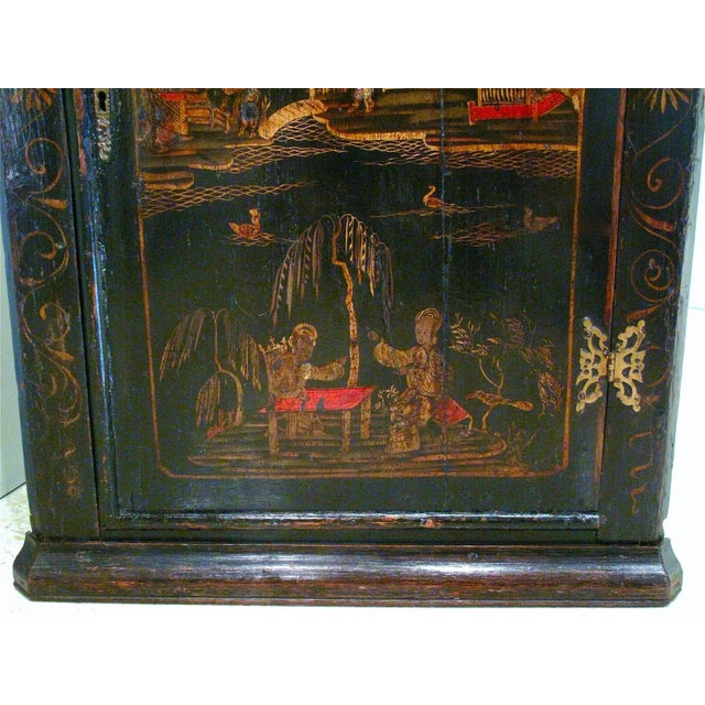 Mid 18th Century George II Black Japanned Hanging Corner Cabinet For Sale - Image 5 of 9