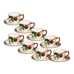 1960s Franciscan China Apple Pattern Cups & Saucers - Set of 8
