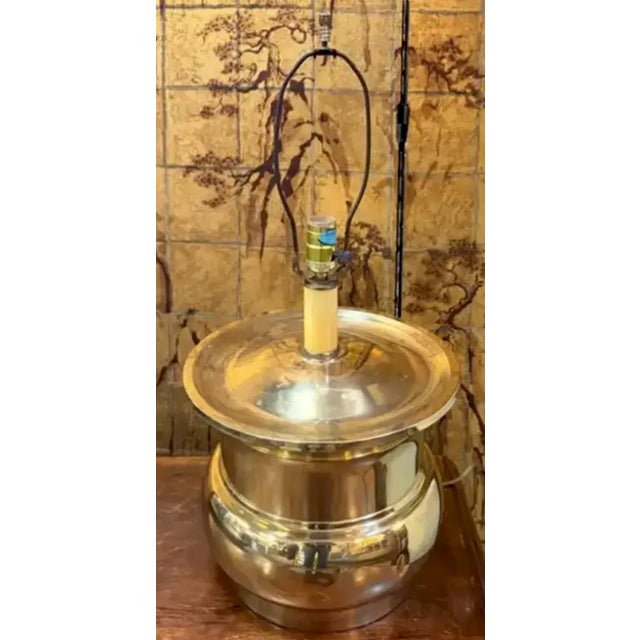 Mid 20th Century Brass Lamp, Signed, Ginger Jar Form For Sale - Image 4 of 7