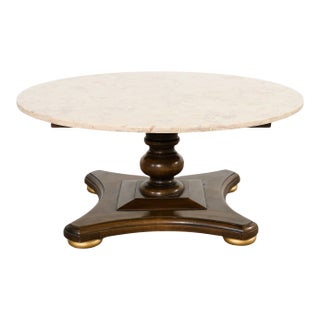 Midcentury Round Marble Top Pedestal Cocktail Table For Sale