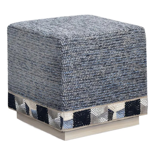 Ocean Blue Cube Ottoman For Sale