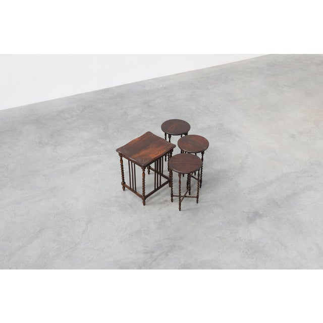 Oak Barley Twist Nesting Tables, England, 1900s, Set of 4 For Sale - Image 17 of 18