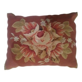 Vintage Leon Banilivi Pillow Made From Aubusson Rug Fragment For Sale