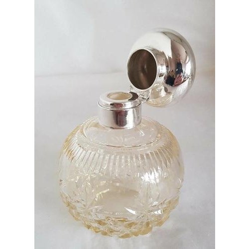 Antique George V Sterling Silver Crystal Cut Glass Scent Bottle, Birmingham, 1921 For Sale - Image 9 of 13