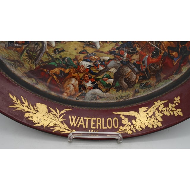 Mid 19th Century Large Hand-Painted Wall Charger Plate Depicting Waterloo Battle with Napoleon by Jean Antoine Mertel, 1866 For Sale - Image 5 of 18