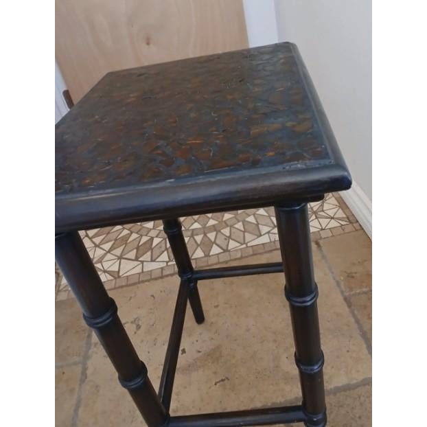 2 1950s MCM Nesting Tables Chinoiserie Lacquered Mosaic Faux Bamboo Legs Asian Vintage For Sale - Image 9 of 18