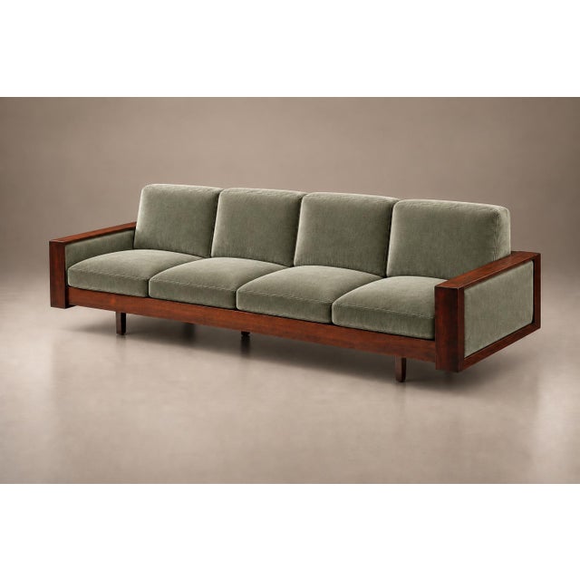 Brazilian Modern Rosewood Sofa in Celadon Mohair by Celina, Brazil, 1960s For Sale - Image 15 of 18