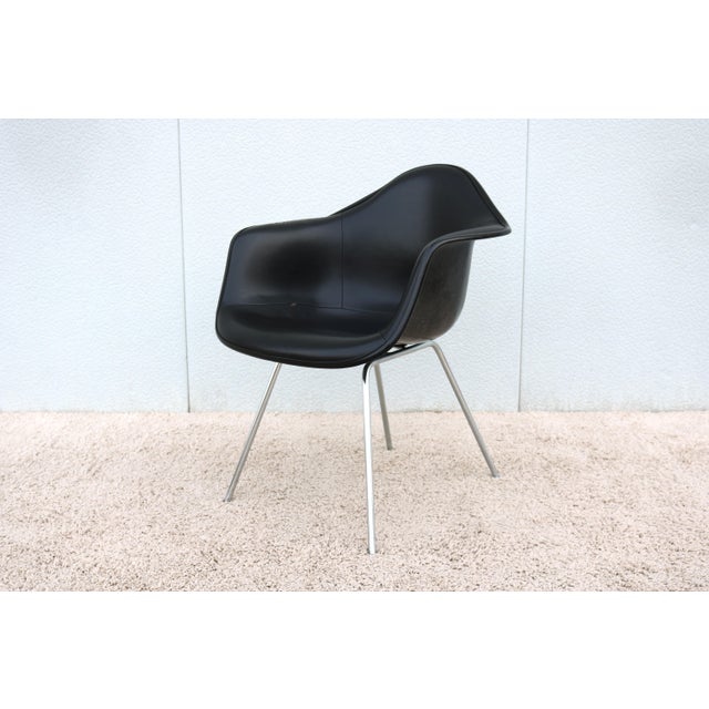 Herman Miller Vintage Mid-Century Modern Herman Miller Eames Molded Fiberglass Black Armchair For Sale - Image 4 of 12