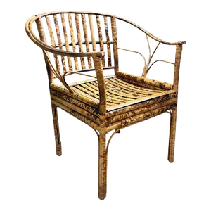 Vintage Chinoiserie Tortoise Bamboo Arm Chair