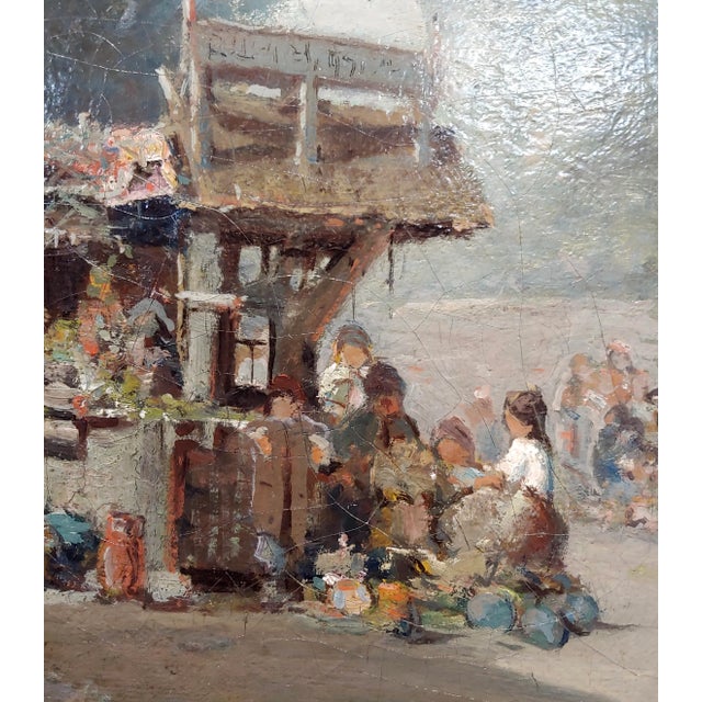 Ransome Gillet Holdredge -Market Scene at the Old Village-19th Century Oil Painting For Sale - Image 9 of 13