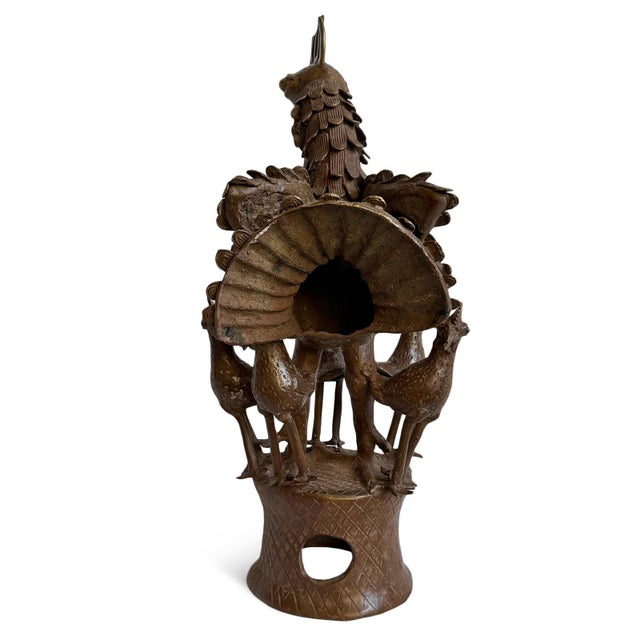 Vintage Bronze Benin Chicken Statue For Sale - Image 4 of 9