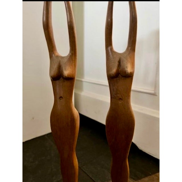 1970s Mid-Century Modern Sculptural Wooden Female Candleholders, 1970s, Set of 2 For Sale - Image 5 of 9