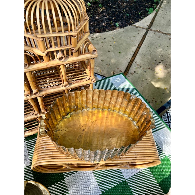 Vintage Hollywood Regency Brass Bamboo Planter For Sale - Image 4 of 6