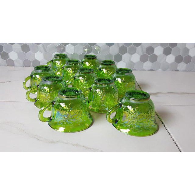 1970's Vintage Indiana Glass Company of Dunkirk Green Glasses Set of