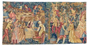 Vintage French Hand Printed Tapestry