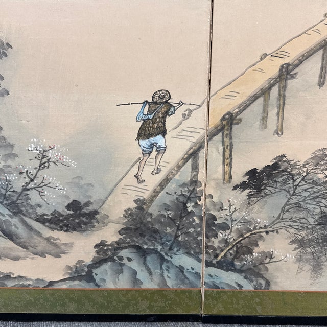 Japanese Byobu Folding Screen, Mid 20th Century For Sale - Image 12 of 12