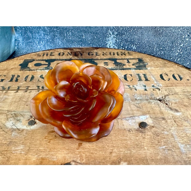 2020s Blooming Rose Lamp Finial on Brass Hardware For Sale - Image 5 of 6