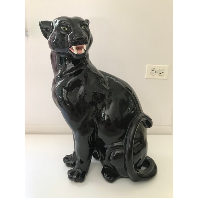 Vintage Black Panther Ceramic Statue Chairish