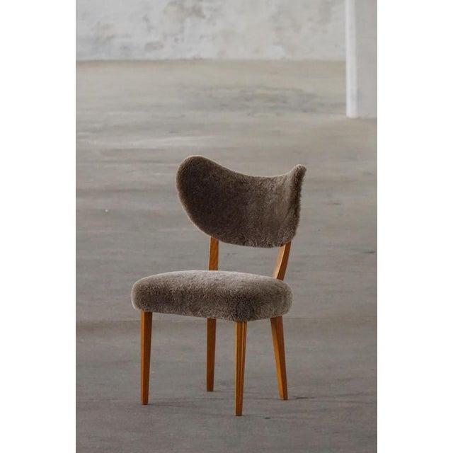 Gold Mid-Century Danish Dining or Desk Chair in Lambswool by Eva Koppel, 1950s For Sale - Image 8 of 18