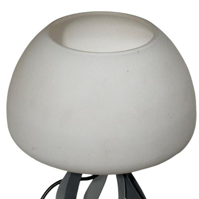 ca. 1970’s - The Netherlands Designer table lamp lfitted with an E27 socket on a chrome plate housed in a satin glass...