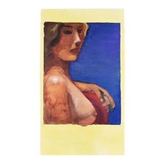 Dark Blue Woman Painting For Sale