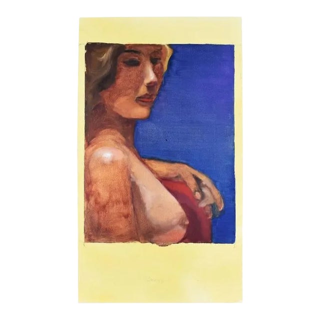 Dark Blue Woman Painting For Sale