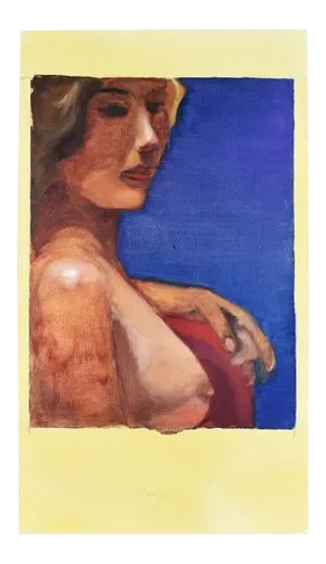 Dark Blue Woman Painting