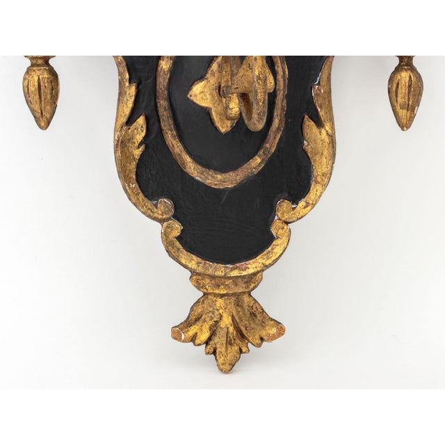 Neoclassical Style Ebonized & Gilt Sconces, Pair For Sale - Image 10 of 11