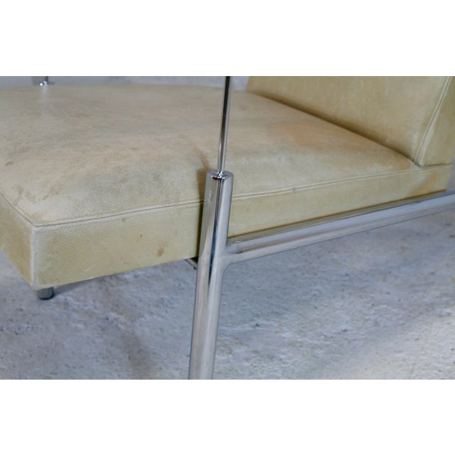 Tubular Steel and Leather Cream Armchair, France, 1970s For Sale - Image 12 of 18