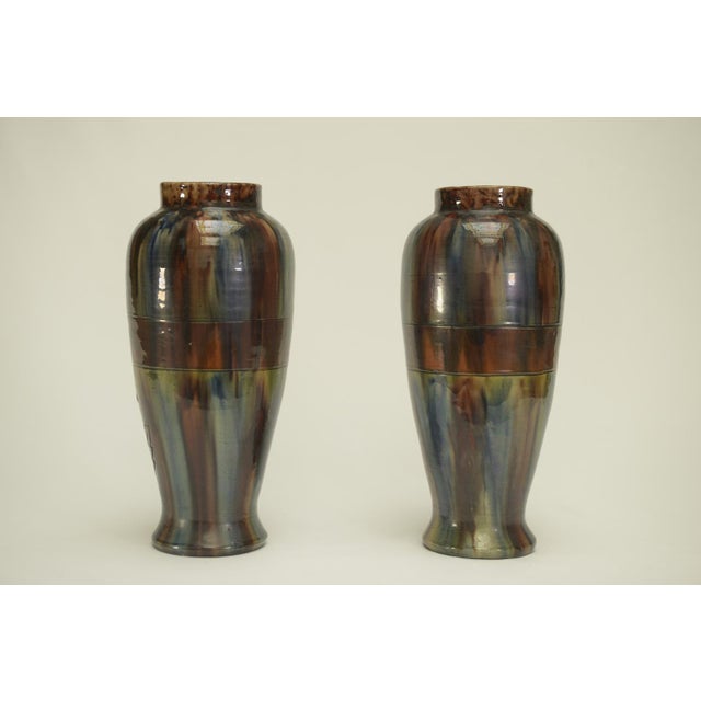 Slip Vases from the Early 20th Century Stamped Belgium 158, 1890s, Set of 2 For Sale - Image 4 of 14