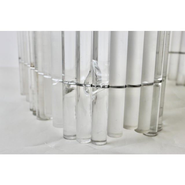 1970s Frosted and Clear Tubular Lucite Acrylic Curved Coffee Table Base For Sale - Image 9 of 12