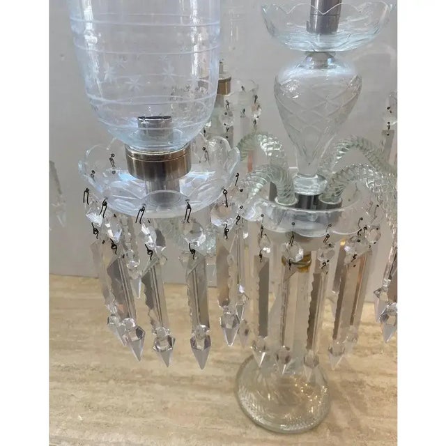 Antique Candelabra Baccarat Attrib - A Pair Girandoles For Sale - Image 12 of 14