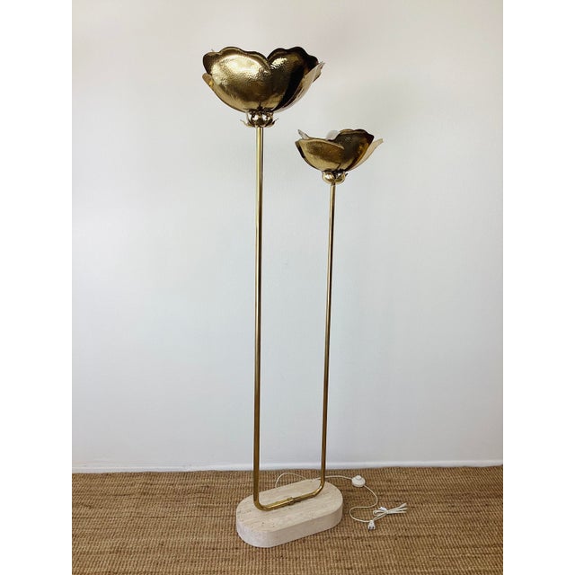 Metal Vintage 1980s Brass Lotus Floor Lamp Chinoiserie / Hollywood Regency Style For Sale - Image 7 of 13