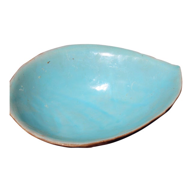 19th Century Vintage Majolica Blue Dish For Sale