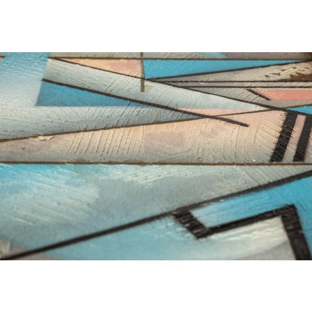 Framed / Signed Mid-Century Modern Geometric Abstraction Oil on Canvas Painting by Fred Blassingham, Usa, C. 1980s For Sale - Image 10 of 15