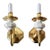 Brass Wall Sconces Genuine White Porcelain 24k Gold Trim Detail Vintage Mid Century-A Pair For Sale