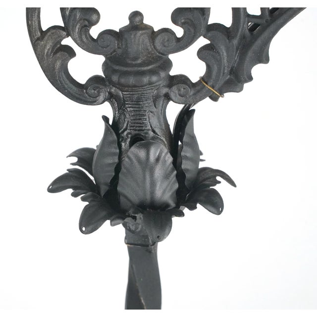 Black Early 20th Century Restored Victorian Wrought Iron Bridge Floor Lamp For Sale - Image 8 of 15