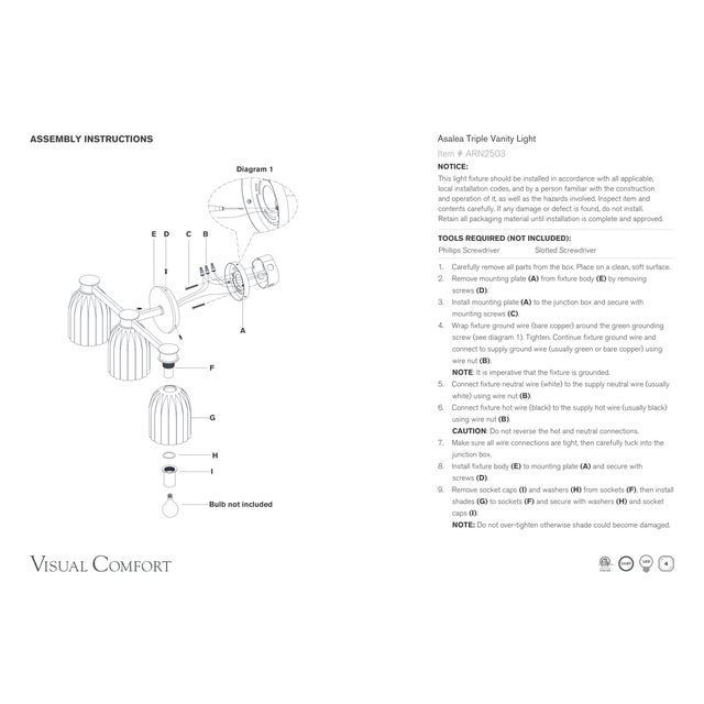 Metal AERIN for Visual Comfort Signature Asalea Triple Vanity Light in Hand-Rubbed Antique Brass with Clear Glass For Sale - Image 7 of 8