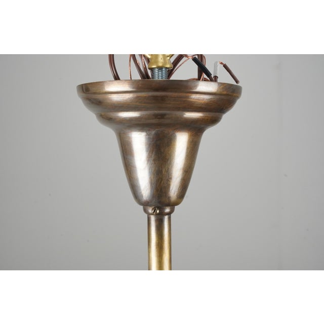 White Mid 20th Century Restored Neoclassical Stenciled Milk Glass Pendant Light For Sale - Image 8 of 10